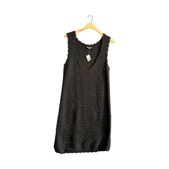 Prada Gray Crochet Knit Dress in Alpaca/Aool, Sleeveless Midi dress, Size 46 Ita - Picture 1 of 16